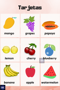 nombres de frutas en ingles