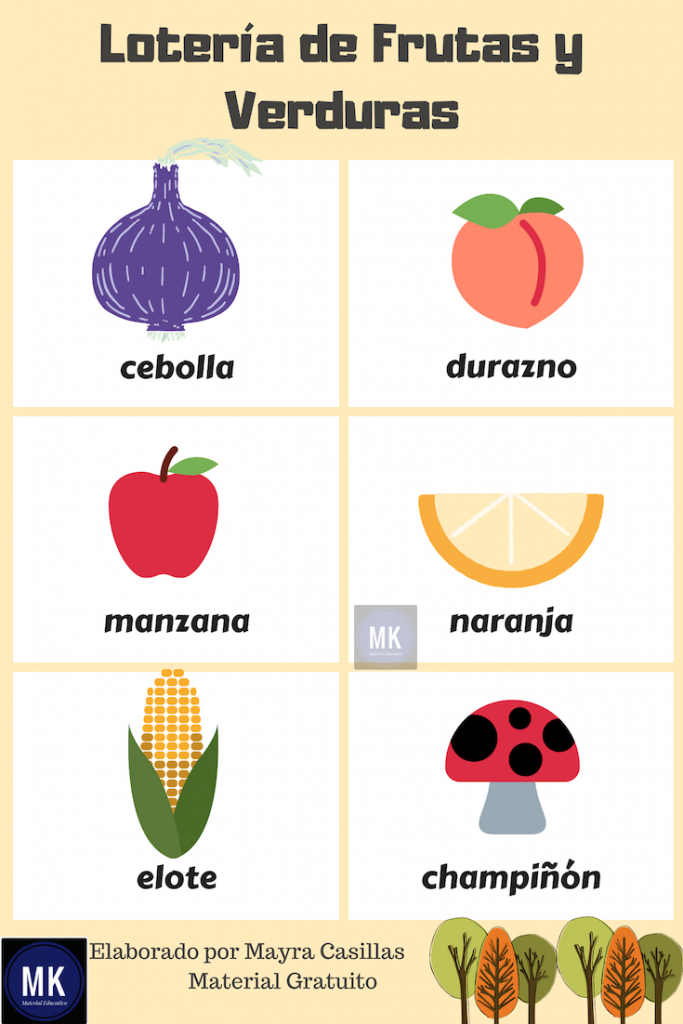 tarjetas de frutas y verduras para imprimir pdf