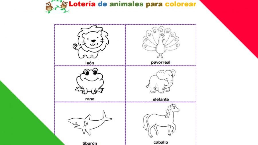 Loteria De Animales Para Imprimir Y Colorear